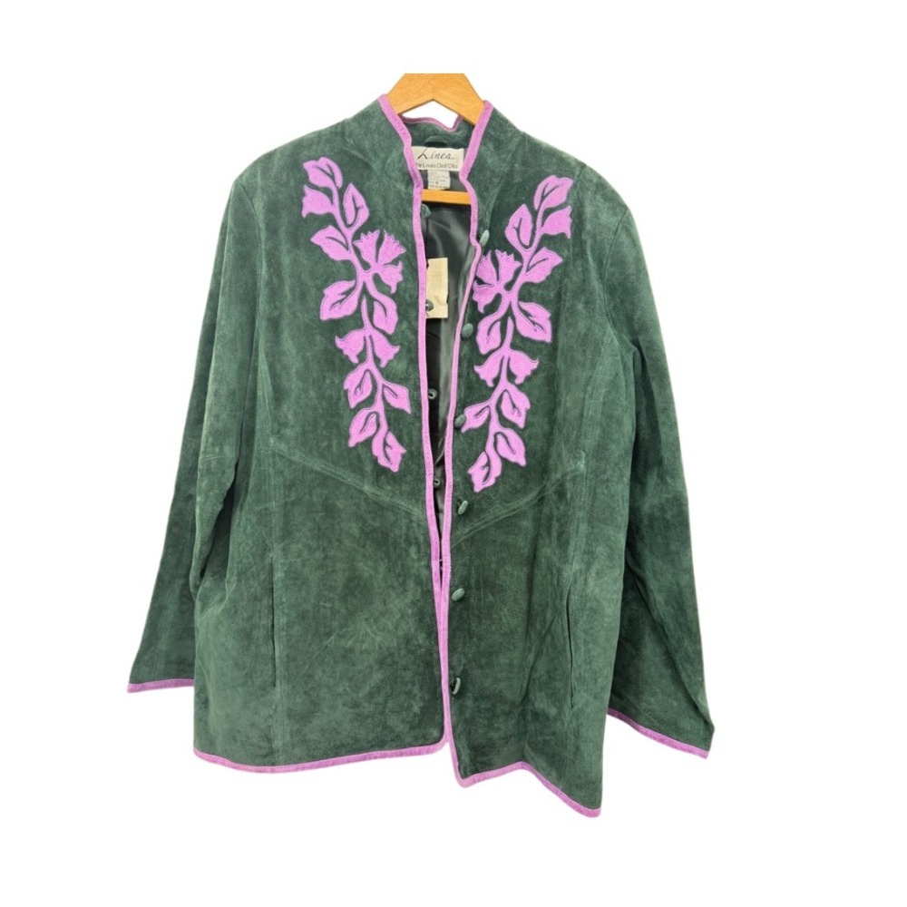 Linea by Louis Dell'Olio Jacket 100% Leather Suede Embroidered Floral NWOT Sz 1X